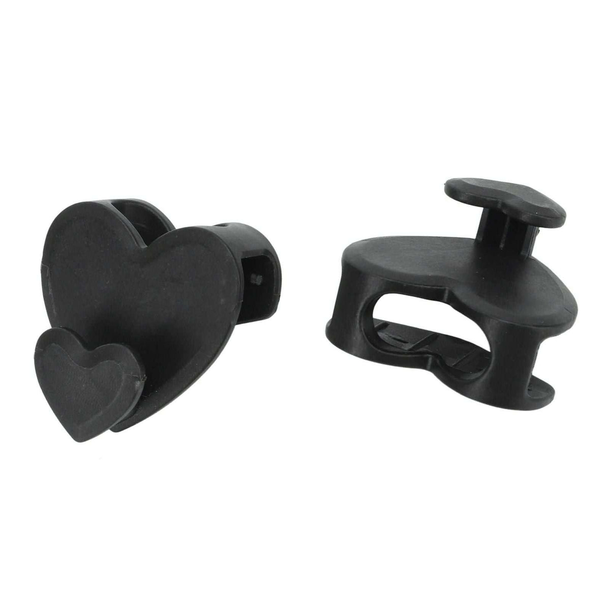 12pcs Clothes Hanger set of black plastic connector hooks, with a distinctive heart-shaped hook and a clip-style design
