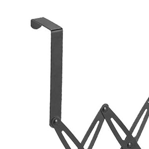 Over Door Hooks rack in black metal with a flat over-door hanger and expandable folding arms visible; no hooks shown.