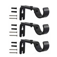 Adjustable Iron Curtain Rod Brackets – 3 Pack, Indoor & Outdoor (Black)