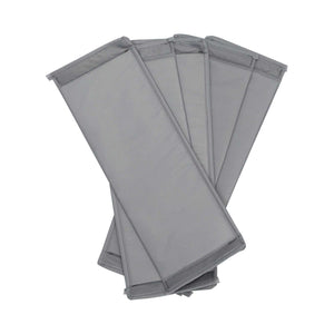 Washable Cotton Linen shoe organiser dividers in grey fabric, with rectangular panels and stitched reinforced edges