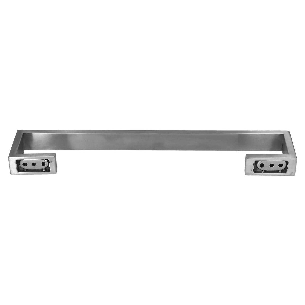 40cm Bath Towel Holder in brushed silver stainless steel, with a long rectangular bar and square wall-mount brackets