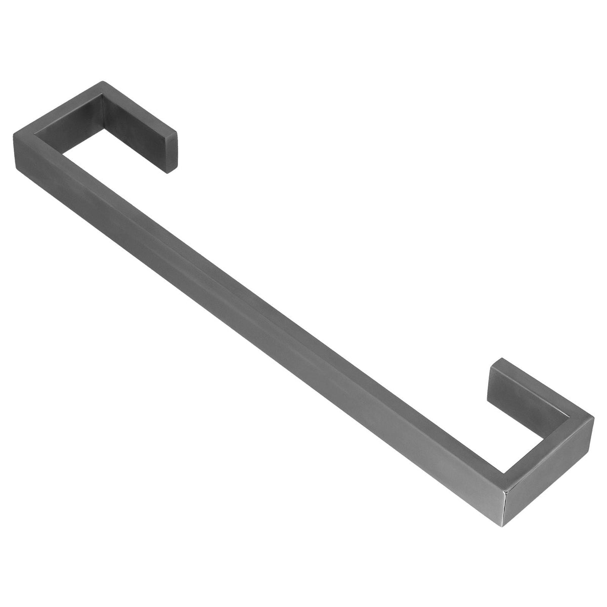 40cm Bath Towel Holder in dark grey metal with a slim rectangular bar and angular open wall-mount ends