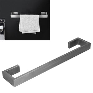 40cm Bath Towel Holder, brushed silver stainless steel wall-mounted bar with squared open ends and a clean, modern design
