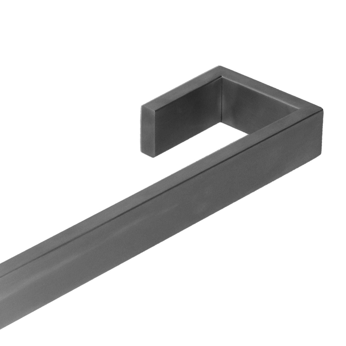 40cm Bath Towel Holder in dark charcoal brushed metal, featuring a long rectangular bar and angular wall-mount bracket