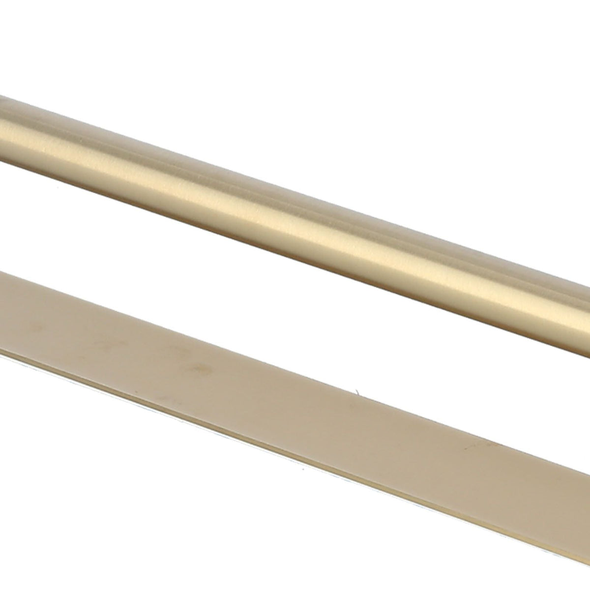Single Rod Towel Bar in brushed gold metal, featuring a slim cylindrical rail and a flat mounting strip