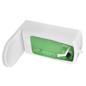 1000mL Automatic Soap Dispenser in white ABS plastic with a translucent green reservoir and hinged cover