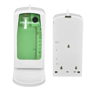 1000mL Automatic Soap Dispenser in white ABS plastic, with a translucent green front panel and wall-mount back