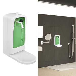 1000mL Automatic Soap Dispenser with a white ABS wall-mounted housing, green reservoir and projecting pump nozzle