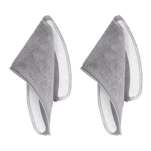 Sweeper Mop Pad pair in grey textured fibre with white backing and stitched edges for Xiaomi Mijia PRO