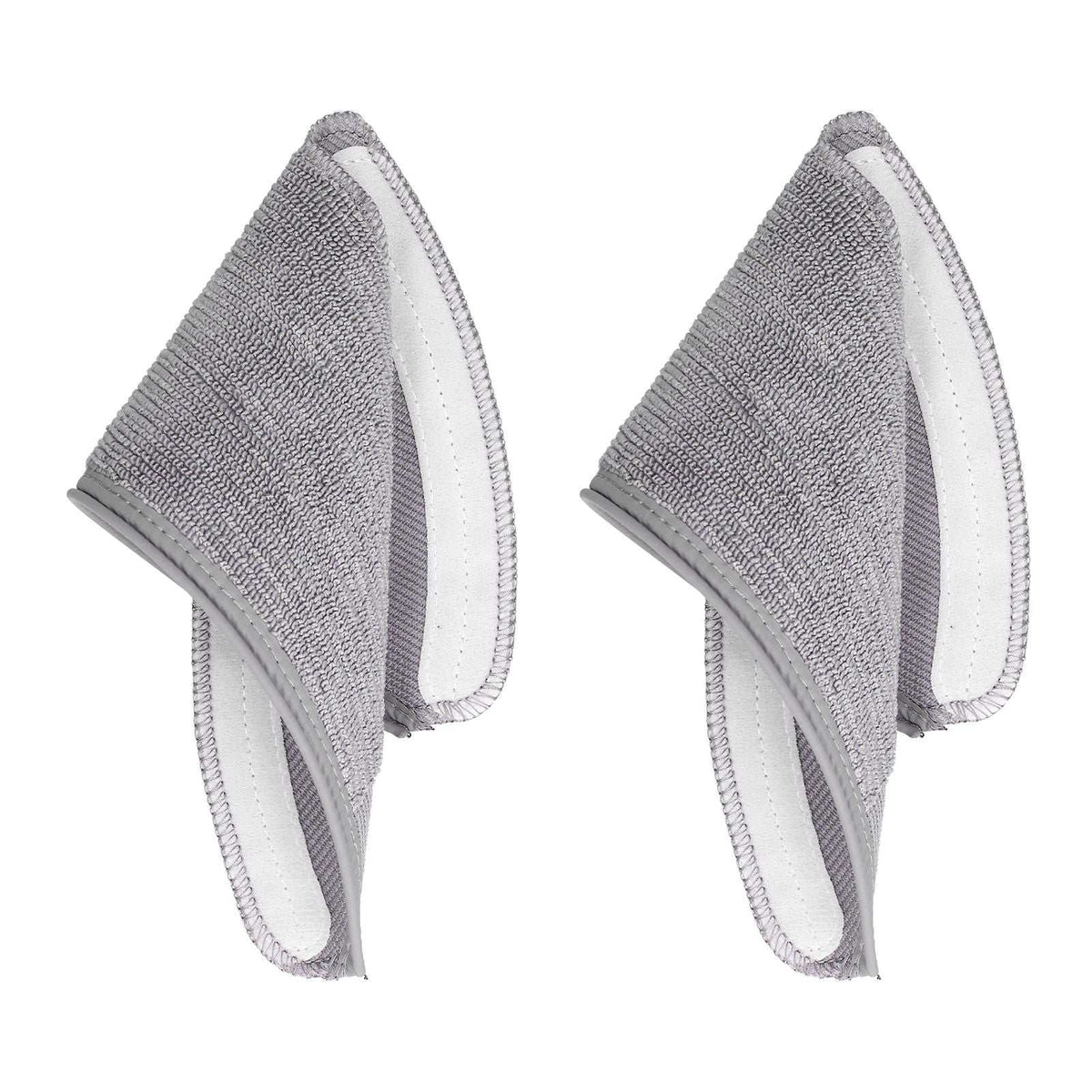 Sweeper Mop Pad pair in grey textured fibre with white backing and stitched edges for Xiaomi Mijia PRO