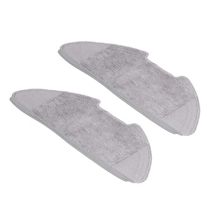 Sweeper Mop Pad pair in light grey textured fibre, with contoured edges and stitched reinforced ends for robot vacuums