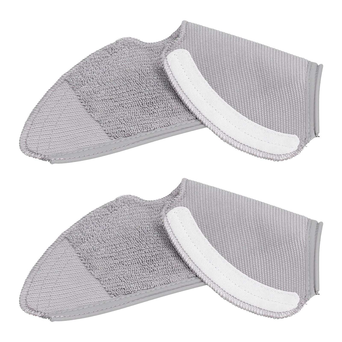 Sweeper Mop Pad set of two grey fibre replacement pads with textured cleaning surfaces and curved white attachment strips