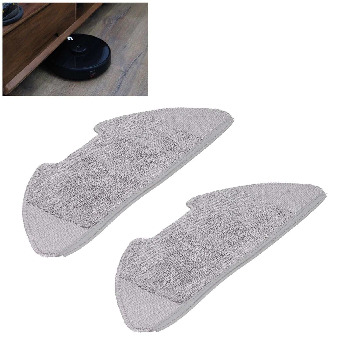 Sweeper Mop Pad set of two light grey fibre replacement pads with textured weave and tapered rounded ends