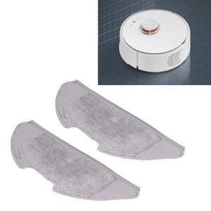Sweeper Mop Pad replacement pair in light grey fibre with textured absorbent surfaces and shaped edges for a robot vacuum