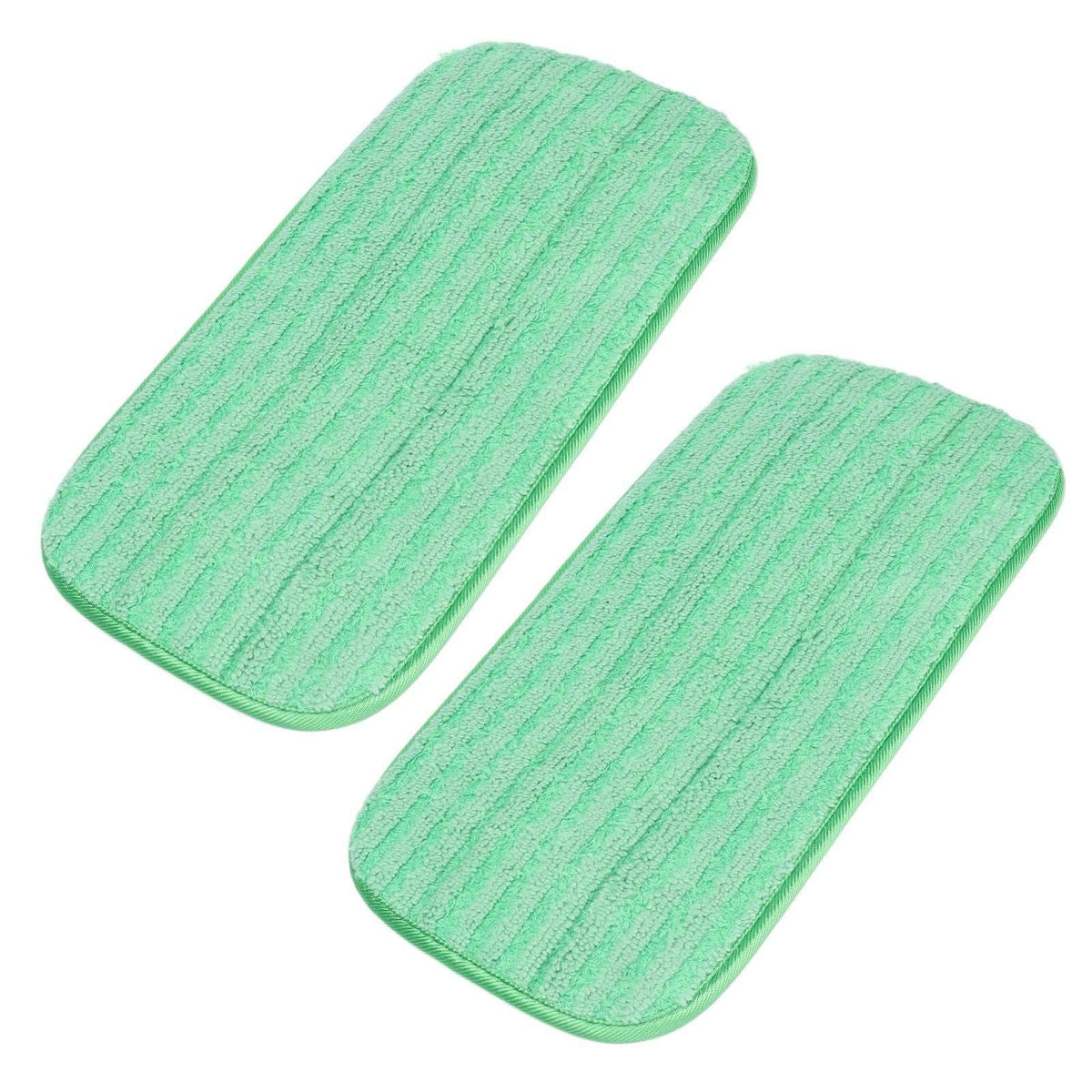 Mop Pad Microfiber reusable pads in mint green with a soft textured surface and rounded rectangular shape, shown as a pair