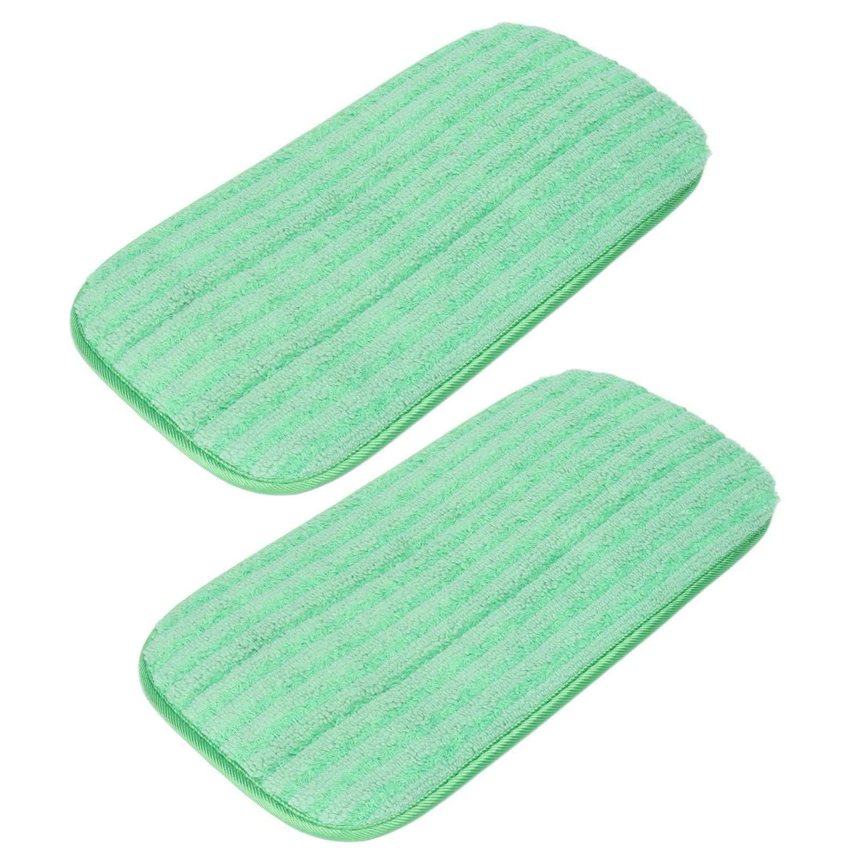 Mop Pad Microfiber reusable mop pads in mint green, with textured striped fabric and rounded rectangular edges, shown as a two-pack