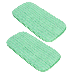 Mop Pad Microfiber pair in mint green with plush textured stripes and rounded rectangular reusable cleaning surfaces