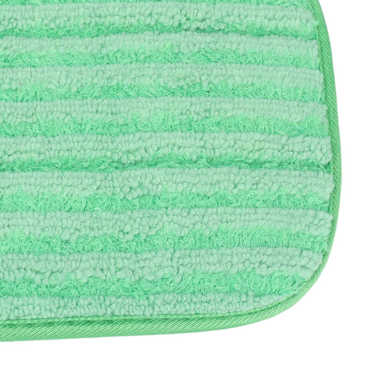 Mop Pad Microfiber reusable pad in mint green with plush striped pile and stitched rounded edge