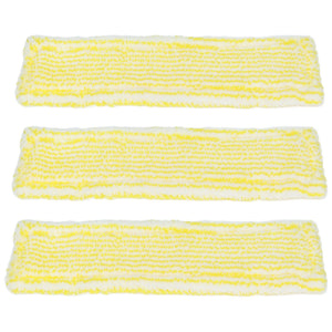 Microfiber Window Cleaner Pad three white microfiber strips with yellow textured fibers and rounded ends