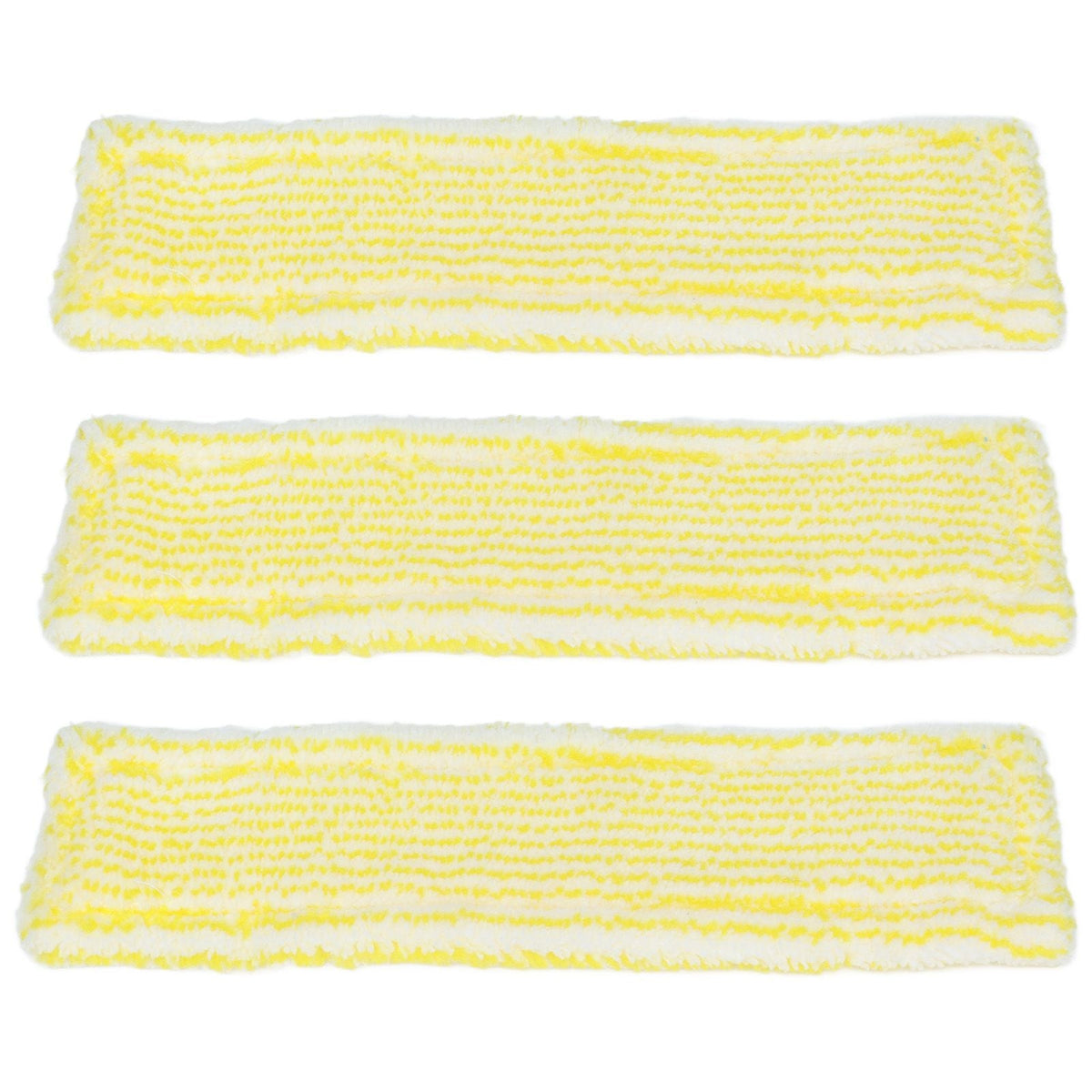 Microfiber Window Cleaner Pad three white microfiber strips with yellow textured fibers and rounded ends