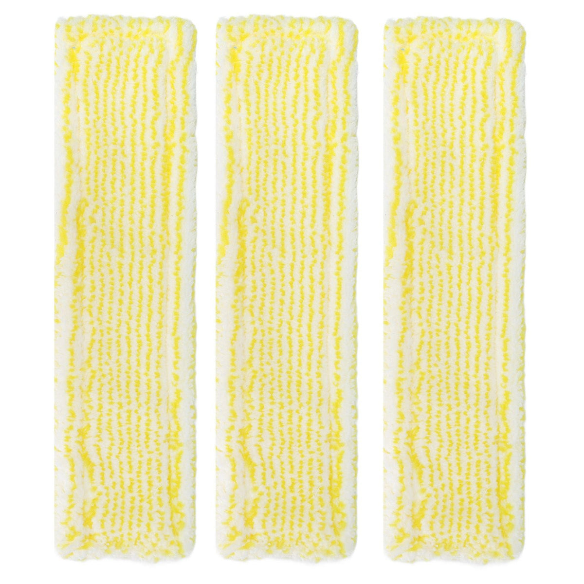 Microfiber Window Cleaner Pad set of three white microfiber pads with a textured yellow striped pattern