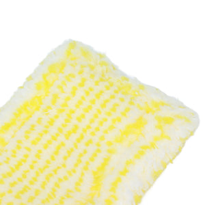 Microfiber Window Cleaner Pad in white microfibre with yellow woven stripes and a plush, textured surface