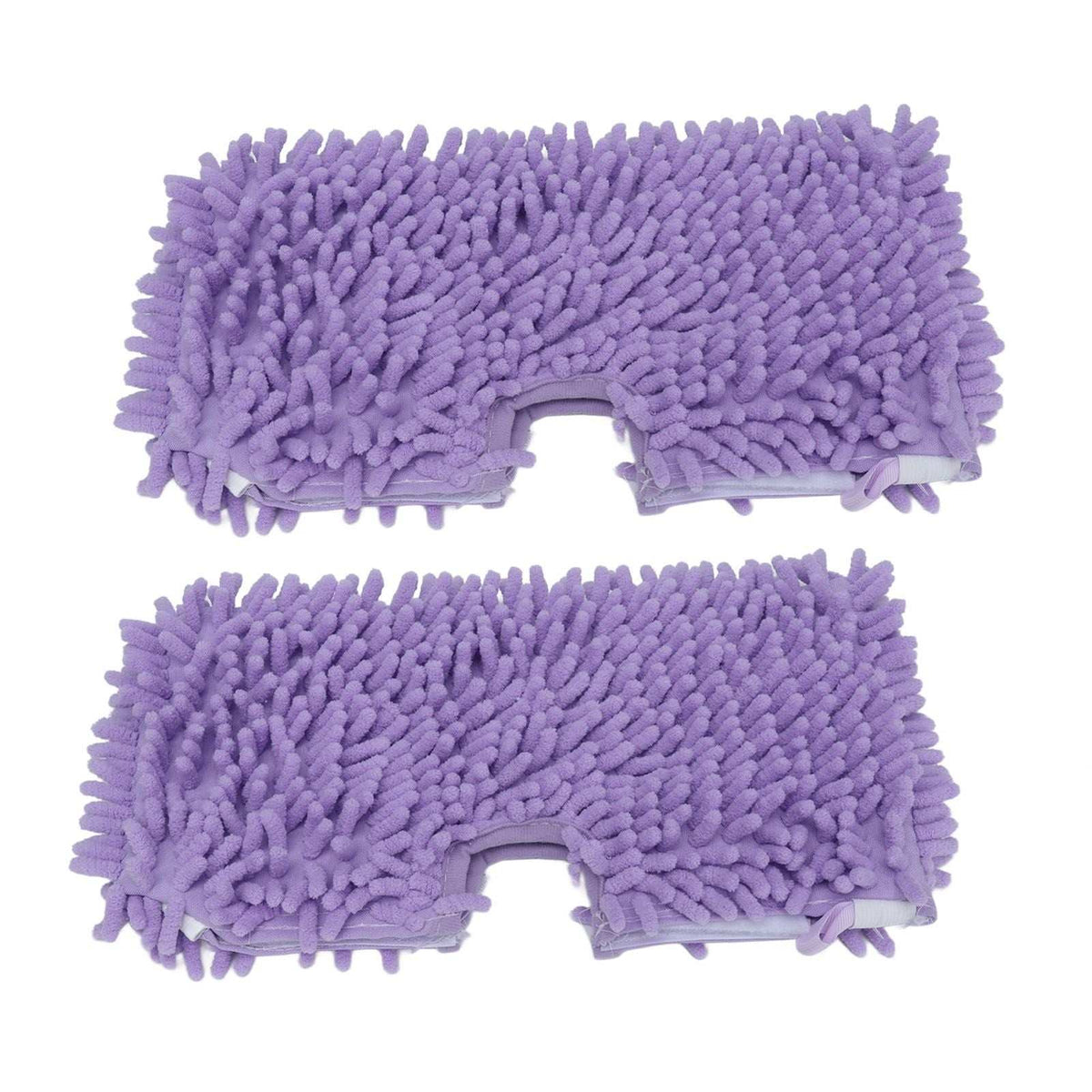 Mop Replacement Pads in purple microfibre, featuring a thick chenille pile and shaped cutouts; set of two