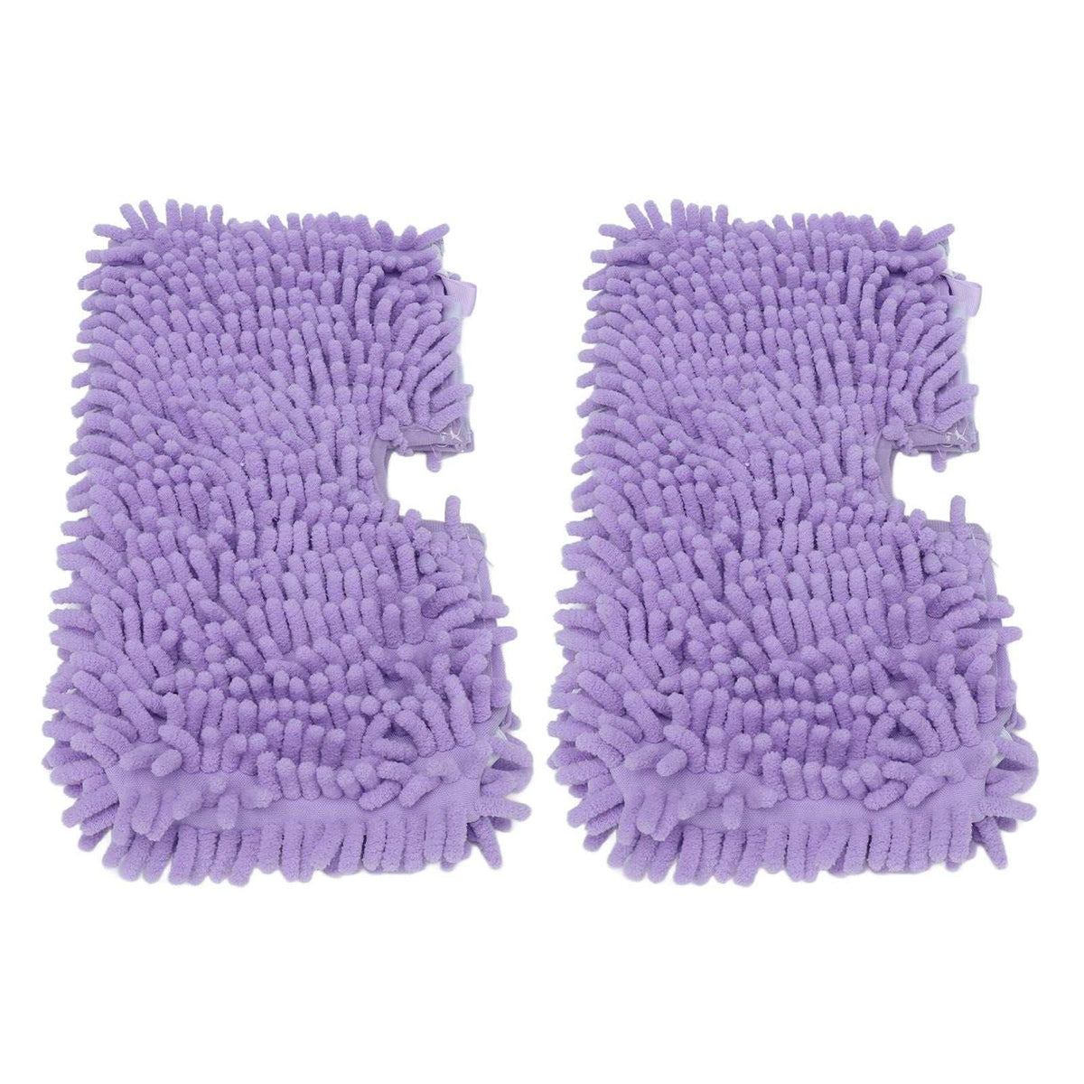 Mop Replacement Pads in purple microfibre, shown as a pair with thick chenille-style fibres and shaped edges