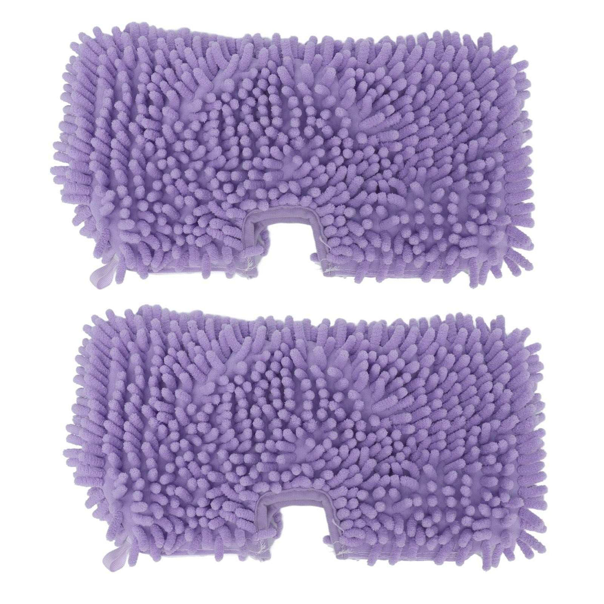Mop Replacement Pads in purple microfibre, with dense chenille pile and a central cutout, shown as a two-pad set
