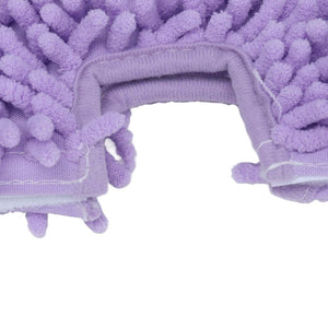 Mop Replacement Pads in lavender microfibre with thick chenille pile and a shaped central opening for mop attachment