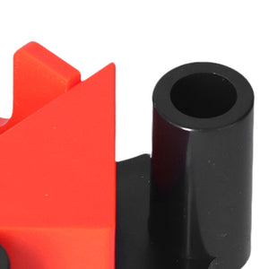 Angle Clamps with bright red and black ABS components, showing a hollow cylindrical post beside an angular clamp piece