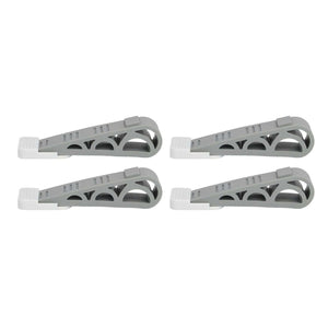 4PCS Stacked Door Stop set of four grey plastic door stoppers with white rubber tips and angled open-frame design