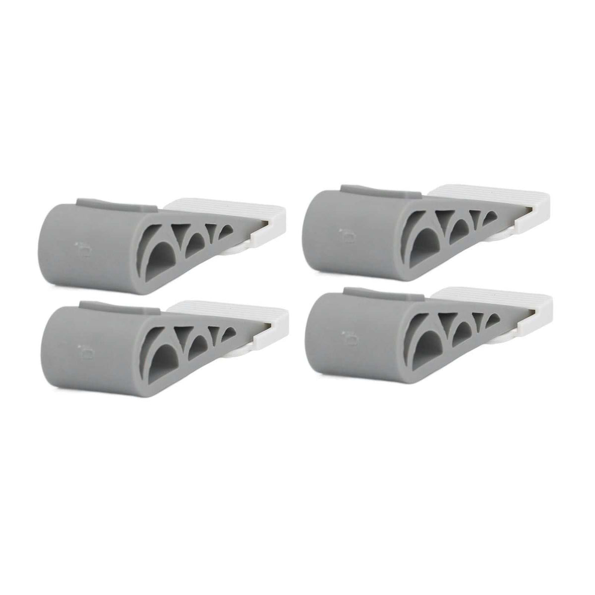 4PCS Stacked Door Stop set in grey and white plastic with angled triangular supports and rounded rubber ends