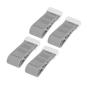 4PCS Stacked Door Stop set with four grey plastic wedges, ribbed surfaces and white rubber gripping ends