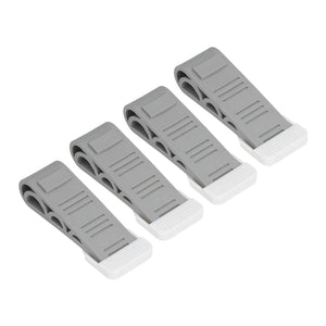4PCS Stacked Door Stop set of four grey plastic wedges with ribbed tops and white non-slip rubber ends