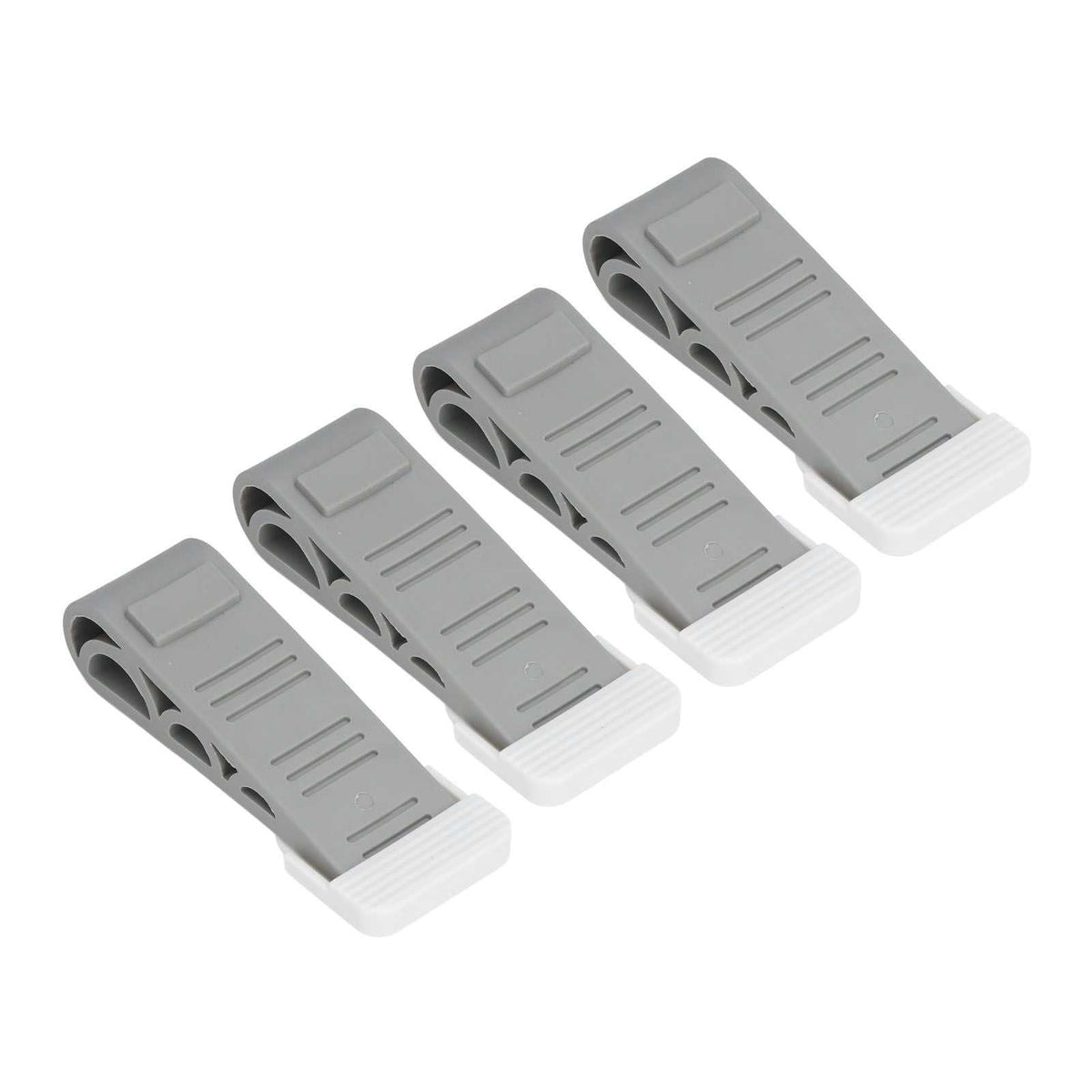 4PCS Stacked Door Stop set of four grey plastic wedges with ribbed tops and white non-slip rubber ends