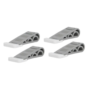 4PCS Stacked Door Stop set in gray and white plastic with angled ribbed wedges, hollow sides and adhesive bases