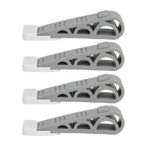 4PCS Stacked Door Stop set in light gray plastic with white rubber ends, featuring an angled open-frame design