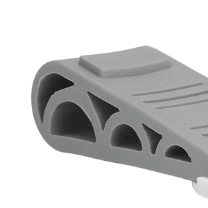 4PCS Stacked Door Stop in gray rubber with a hollow arched wedge shape, ridged top and non-slip base
