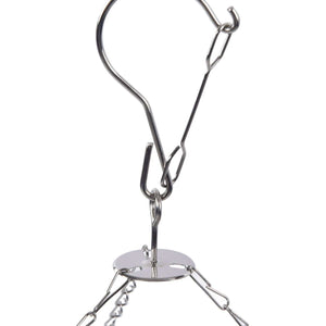 Clothes Hanger drying rack in shiny silver stainless steel, with a large rotating hook and circular top support