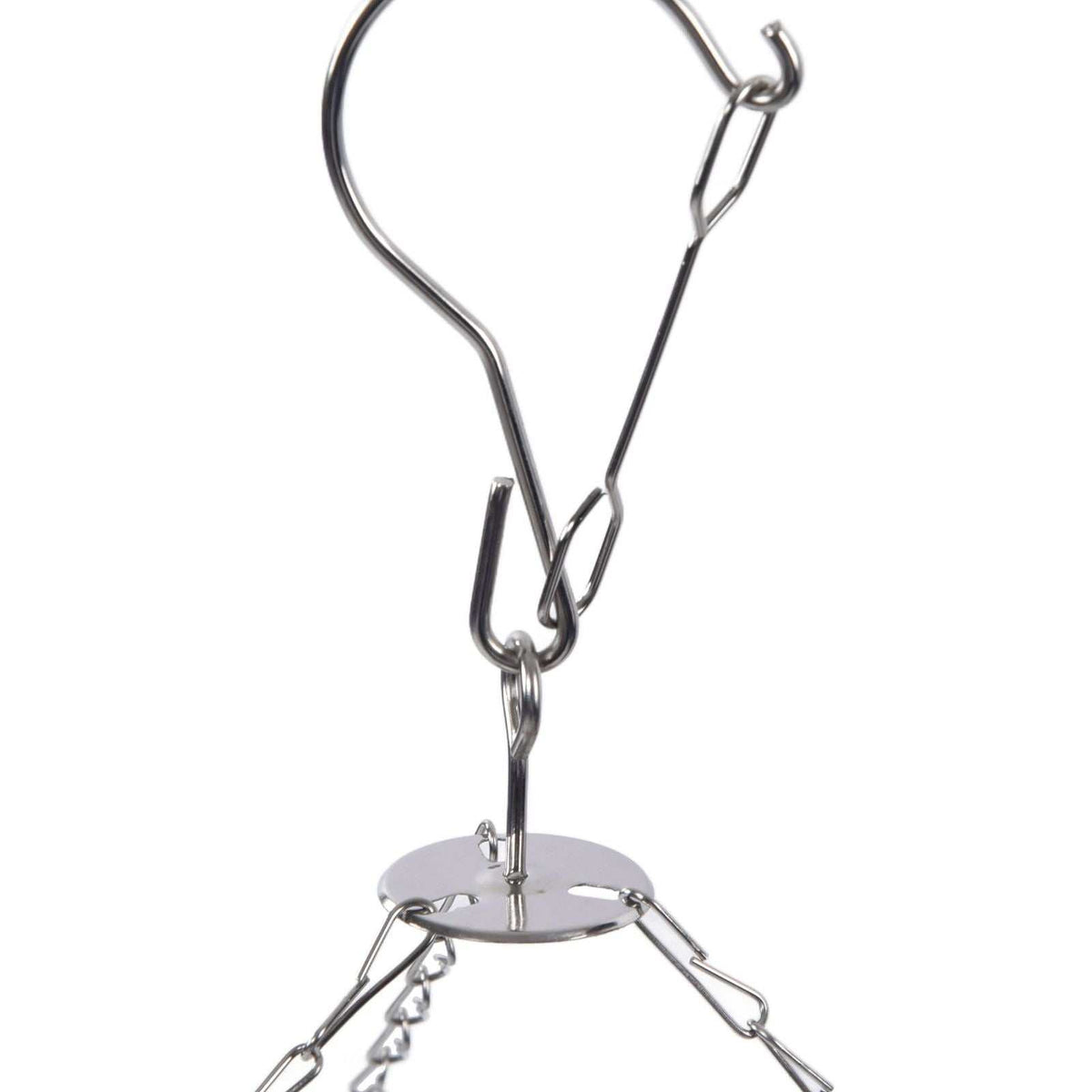 Clothes Hanger drying rack in shiny silver stainless steel, with a large rotating hook and circular top support