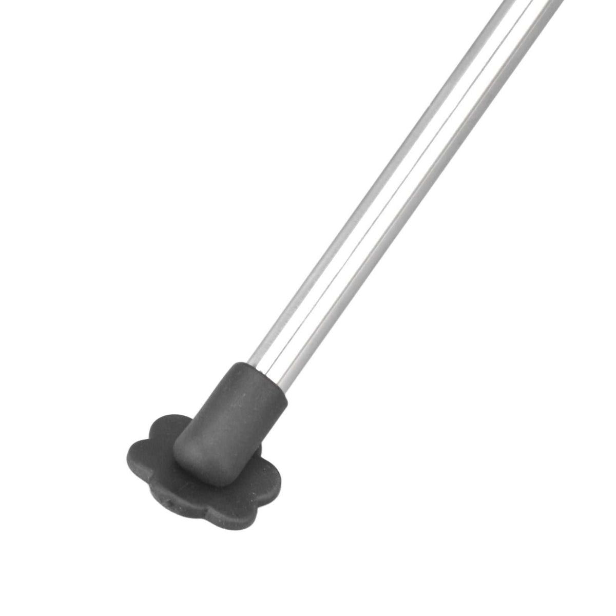 Manual Rotation Pasta Drying Rack with a slim stainless steel rod and dark grey plastic rotating base