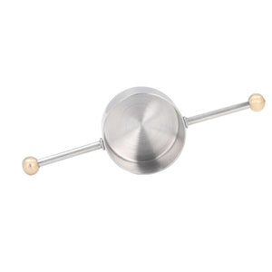 Stainless Steel Measuring Cup with a round brushed-metal bowl, polished finish and long double ball-ended handle