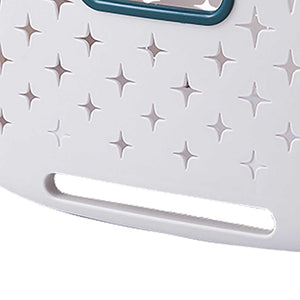 Collapsible Laundry Basket in pale plastic with raised star-shaped ventilation holes and a long integrated carry handle