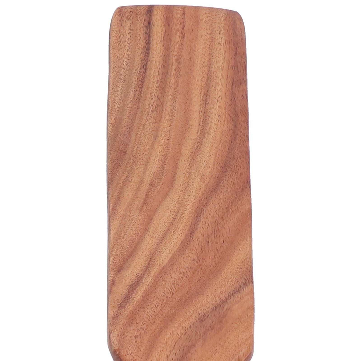 2pcs Slotted Turner Spatula set in warm reddish-brown wood with visible grain, featuring a broad solid turner head
