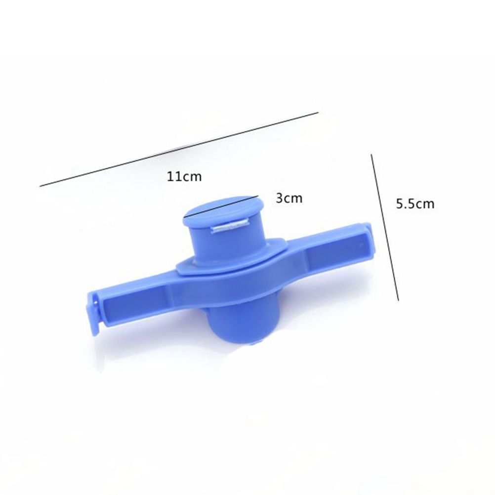 Random Food Bag sealing clip in blue polypropylene, with a long clamp and raised round dispensing nozzle with a lid