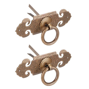 Bat-Shaped Handle set in antique bronze-toned metal, with ornate scrollwork and circular ring pulls