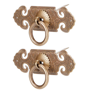 Bat-Shaped Handle set in ornate antique bronze copper, with scrolling wings and a decorative circular ring pull