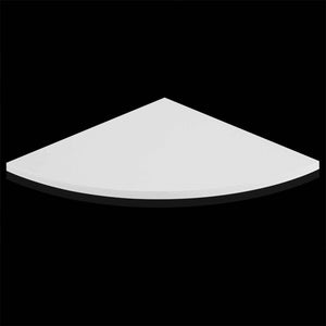 Floating Corner Shelf in white PVC with a smooth finish, curved front edge and triangular 90-degree corner shape
