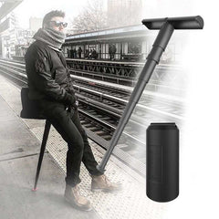 Portable Collapsible Single-Leg Folding Stool – 6-Height Adjustable, Non-Slip (Black)